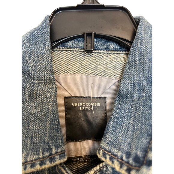 Abercrombie & Fitch Womens Medium Cropped Blue Denim Jacket - Picture 6 of 9